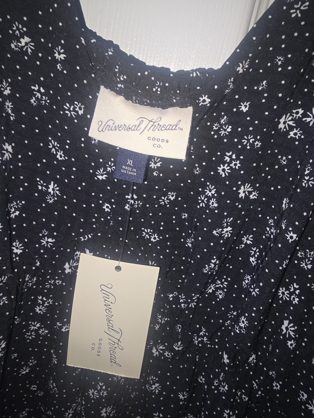 Universal Thread Black Dress with White Floral Dot Pattern